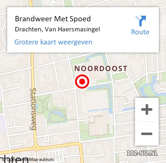 Locatie op kaart van de 112 melding: Brandweer Met Spoed Naar Drachten, Van Haersmasingel op 7 september 2015 15:21