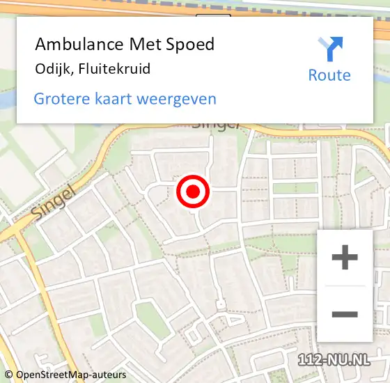 Locatie op kaart van de 112 melding: Ambulance Met Spoed Naar Odijk, Fluitekruid op 7 september 2015 16:13