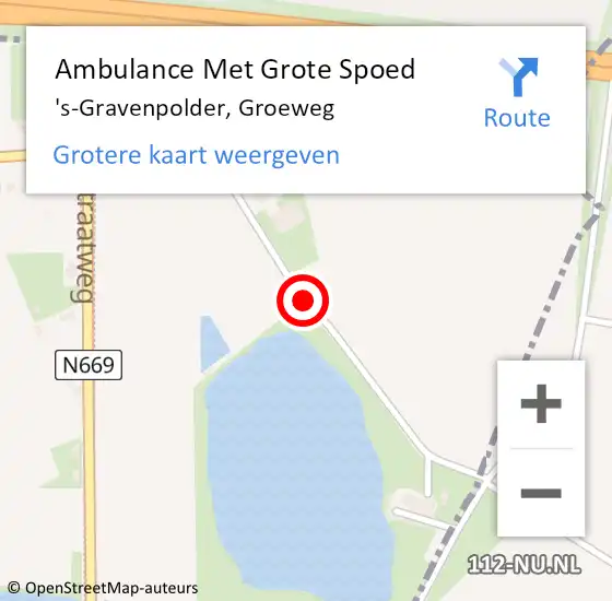 Locatie op kaart van de 112 melding: Ambulance Met Grote Spoed Naar 's-Gravenpolder, Groeweg op 7 september 2015 16:28