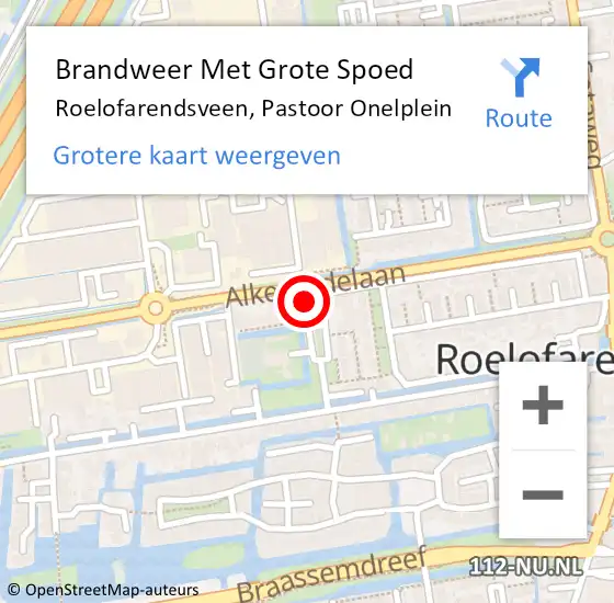 Locatie op kaart van de 112 melding: Brandweer Met Grote Spoed Naar Roelofarendsveen, Pastoor Onelplein op 19 november 2013 19:12