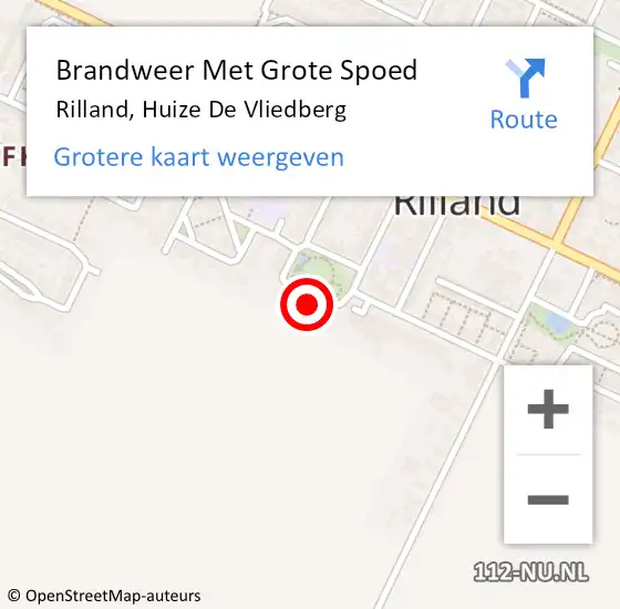 Locatie op kaart van de 112 melding: Brandweer Met Grote Spoed Naar Rilland, Huize De Vliedberg op 7 september 2015 17:23