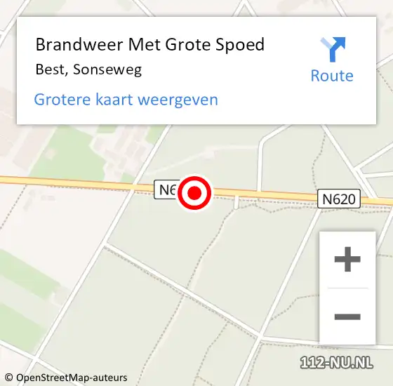 Locatie op kaart van de 112 melding: Brandweer Met Grote Spoed Naar Best, Sonseweg op 7 september 2015 18:00