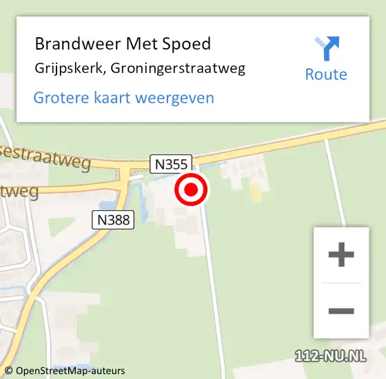 Locatie op kaart van de 112 melding: Brandweer Met Spoed Naar Grijpskerk, Groningerstraatweg op 7 september 2015 18:05