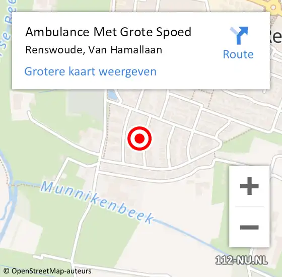 Locatie op kaart van de 112 melding: Ambulance Met Grote Spoed Naar Renswoude, Van Hamallaan op 7 september 2015 18:08