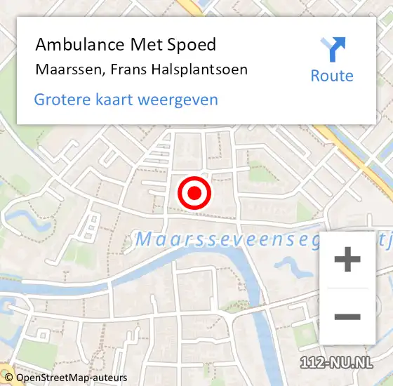 Locatie op kaart van de 112 melding: Ambulance Met Spoed Naar Maarssen, Frans Halsplantsoen op 7 september 2015 18:14