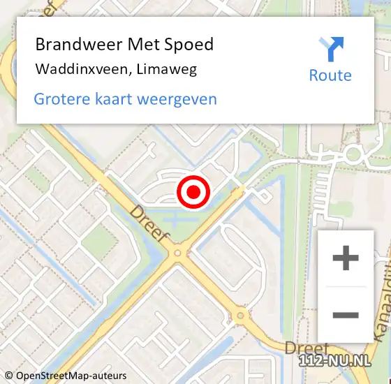 Locatie op kaart van de 112 melding: Brandweer Met Spoed Naar Waddinxveen, Limaweg op 7 september 2015 20:04