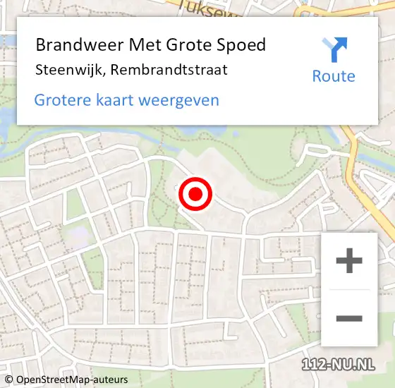 Locatie op kaart van de 112 melding: Brandweer Met Grote Spoed Naar Steenwijk, Rembrandtstraat op 7 september 2015 21:01