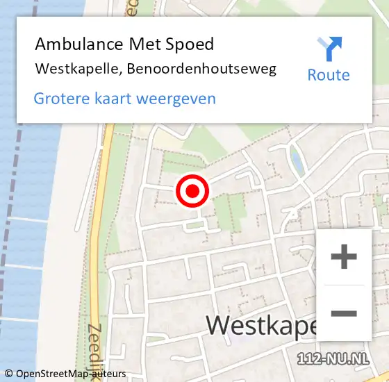Locatie op kaart van de 112 melding: Ambulance Met Spoed Naar Westkapelle, Benoordenhoutseweg op 7 september 2015 23:20