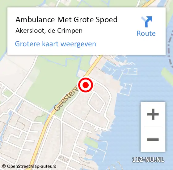 Locatie op kaart van de 112 melding: Ambulance Met Grote Spoed Naar Akersloot, de Crimpen op 19 november 2013 19:58