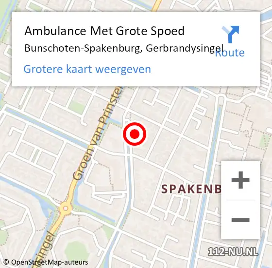 Locatie op kaart van de 112 melding: Ambulance Met Grote Spoed Naar Bunschoten-Spakenburg, Gerbrandysingel op 8 september 2015 01:30