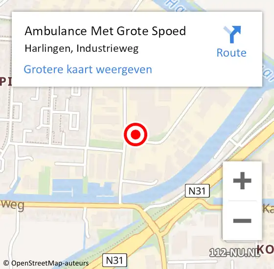 Locatie op kaart van de 112 melding: Ambulance Met Grote Spoed Naar Harlingen, Industrieweg op 8 september 2015 01:55