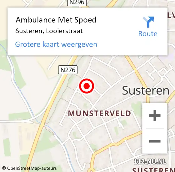 Locatie op kaart van de 112 melding: Ambulance Met Spoed Naar Susteren, Looierstraat op 19 november 2013 20:07