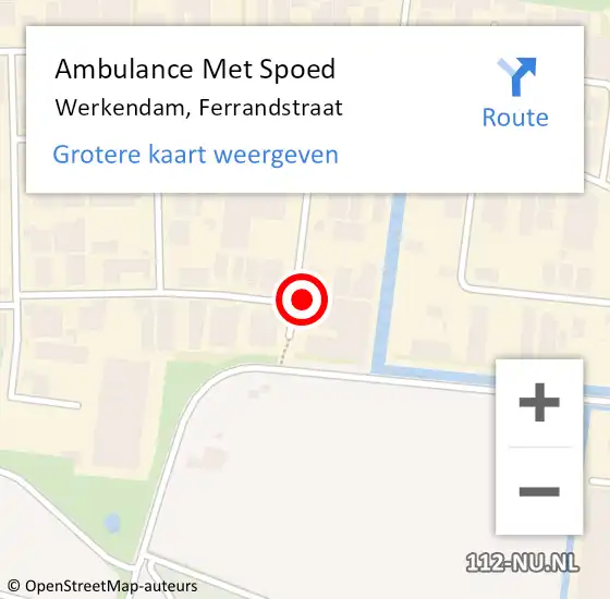 Locatie op kaart van de 112 melding: Ambulance Met Spoed Naar Werkendam, Ferrandstraat op 8 september 2015 04:19