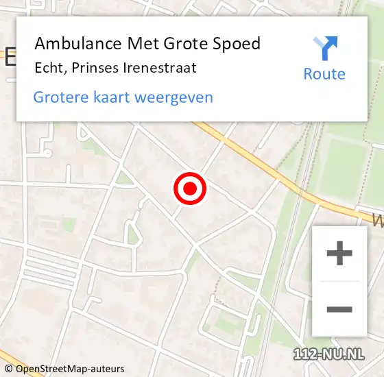 Locatie op kaart van de 112 melding: Ambulance Met Grote Spoed Naar Echt, Prinses Irenestraat op 8 september 2015 06:31