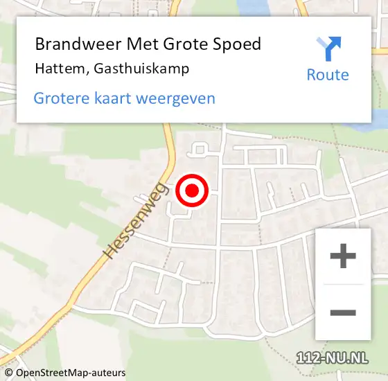 Locatie op kaart van de 112 melding: Brandweer Met Grote Spoed Naar Hattem, Gasthuiskamp op 8 september 2015 07:20