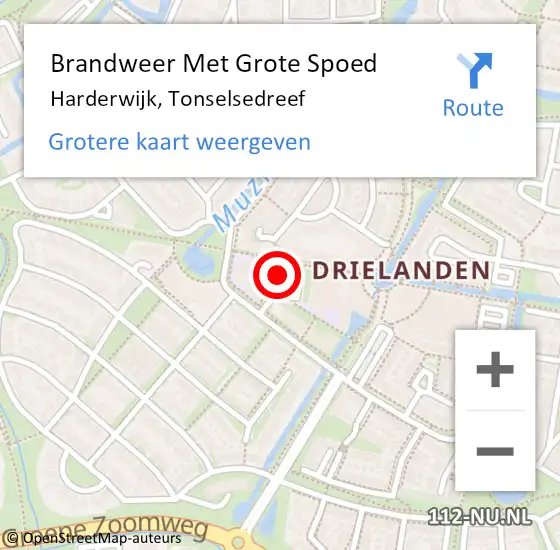 Locatie op kaart van de 112 melding: Brandweer Met Grote Spoed Naar Harderwijk, Tonselsedreef op 8 september 2015 08:44