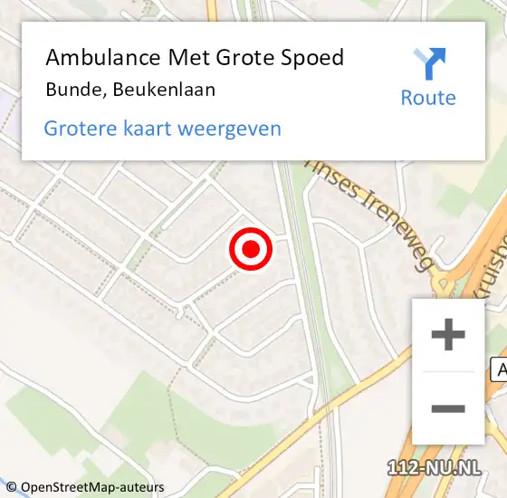 Locatie op kaart van de 112 melding: Ambulance Met Grote Spoed Naar Bunde, Beukenlaan op 19 november 2013 20:33