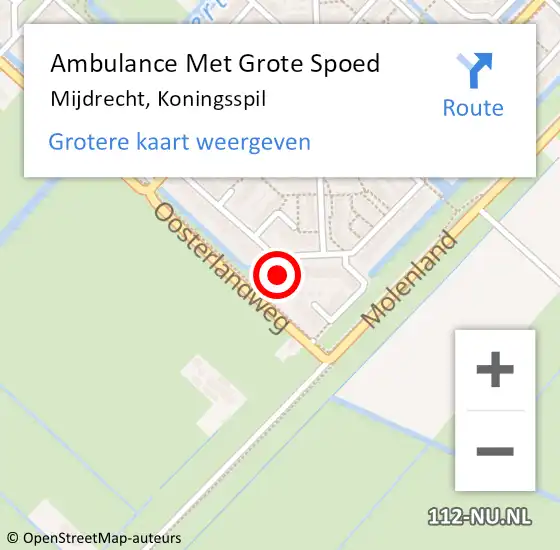 Locatie op kaart van de 112 melding: Ambulance Met Grote Spoed Naar Mijdrecht, Koningsspil op 8 september 2015 09:25