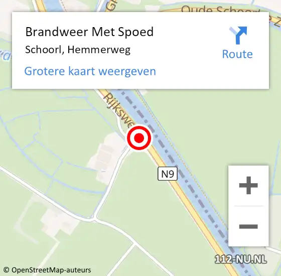 Locatie op kaart van de 112 melding: Brandweer Met Spoed Naar Schoorl, Hemmerweg op 8 september 2015 09:27