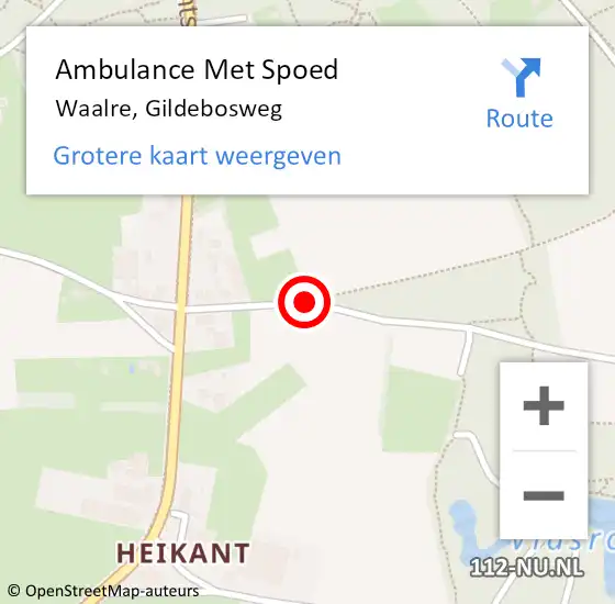 Locatie op kaart van de 112 melding: Ambulance Met Spoed Naar Waalre, Gildebosweg op 8 september 2015 09:55