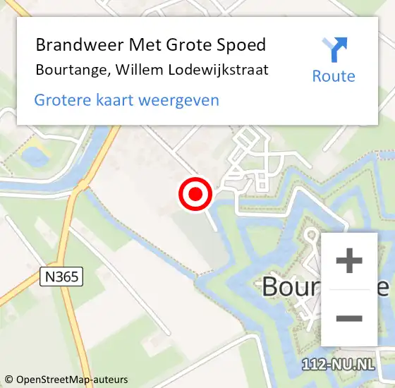 Locatie op kaart van de 112 melding: Brandweer Met Grote Spoed Naar Bourtange, Willem Lodewijkstraat op 8 september 2015 09:56