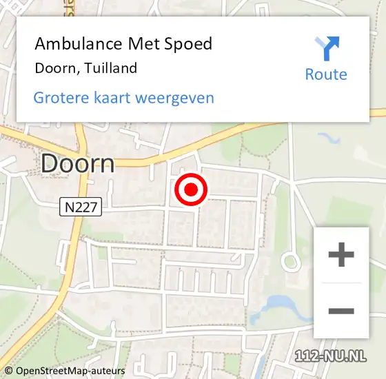 Locatie op kaart van de 112 melding: Ambulance Met Spoed Naar Doorn, Tuilland op 8 september 2015 11:48