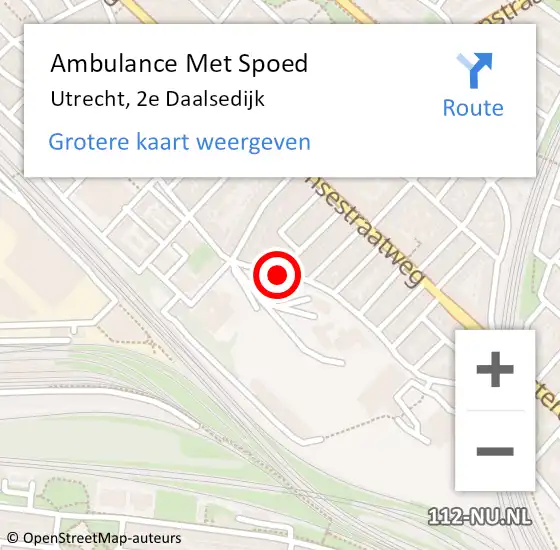 Locatie op kaart van de 112 melding: Ambulance Met Spoed Naar Utrecht, 2e Daalsedijk op 8 september 2015 12:04