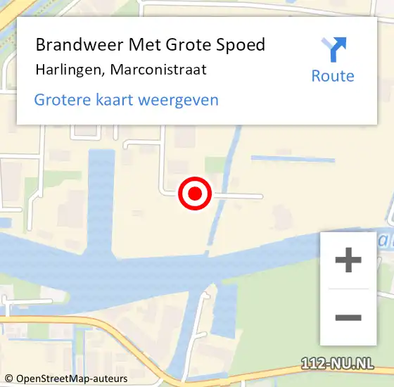 Locatie op kaart van de 112 melding: Brandweer Met Grote Spoed Naar Harlingen, Marconistraat op 8 september 2015 12:29