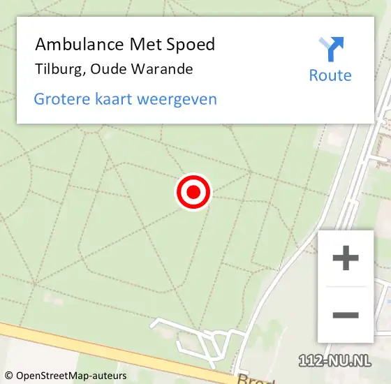 Locatie op kaart van de 112 melding: Ambulance Met Spoed Naar Tilburg, Oude Warande op 8 september 2015 13:44