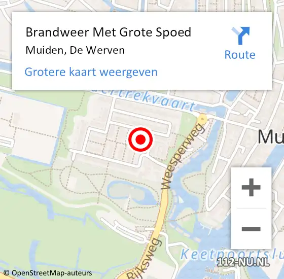 Locatie op kaart van de 112 melding: Brandweer Met Grote Spoed Naar Muiden, De Werven op 8 september 2015 13:59