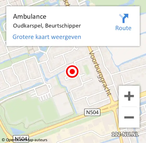 Locatie op kaart van de 112 melding: Ambulance Oudkarspel, Beurtschipper op 8 september 2015 14:01