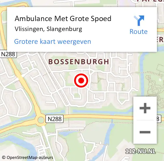 Locatie op kaart van de 112 melding: Ambulance Met Grote Spoed Naar Vlissingen, Slangenburg op 8 september 2015 14:10