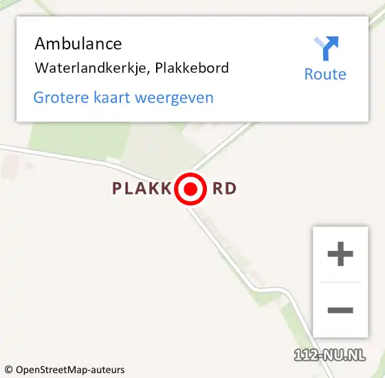 Locatie op kaart van de 112 melding: Ambulance Waterlandkerkje, Plakkebord op 8 september 2015 14:19