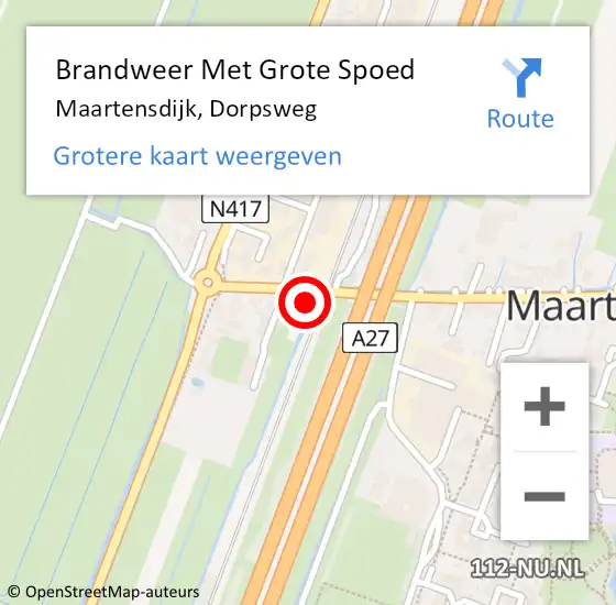 Locatie op kaart van de 112 melding: Brandweer Met Grote Spoed Naar Maartensdijk, Dorpsweg op 8 september 2015 14:20