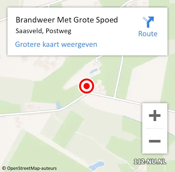 Locatie op kaart van de 112 melding: Brandweer Met Grote Spoed Naar Saasveld, Postweg op 8 september 2015 14:25