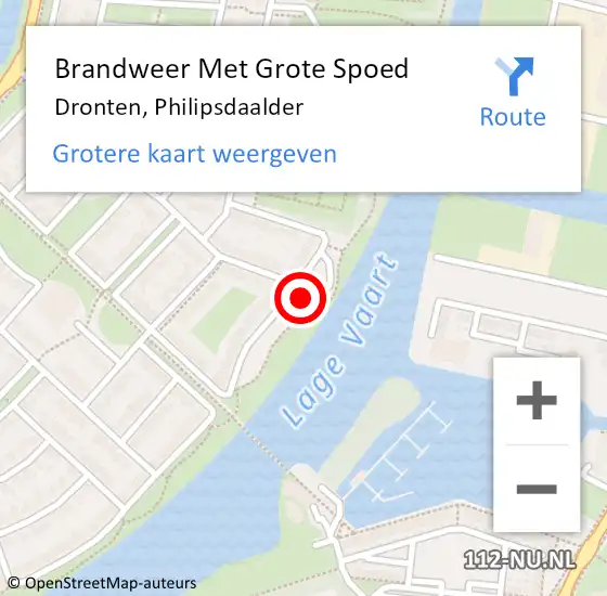 Locatie op kaart van de 112 melding: Brandweer Met Grote Spoed Naar Dronten, Philipsdaalder op 8 september 2015 14:43