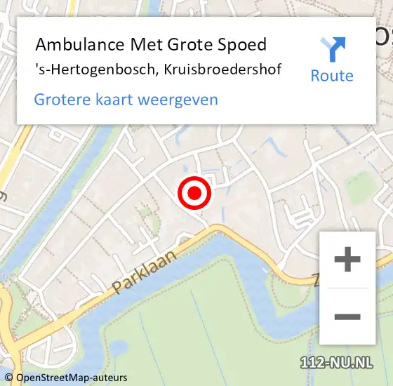 Locatie op kaart van de 112 melding: Ambulance Met Grote Spoed Naar 's-Hertogenbosch, Kruisbroedershof op 8 september 2015 15:34