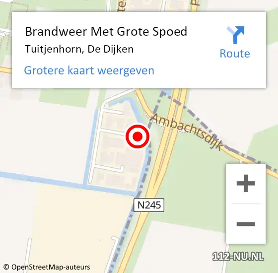 Locatie op kaart van de 112 melding: Brandweer Met Grote Spoed Naar Tuitjenhorn, De Dijken op 8 september 2015 15:54