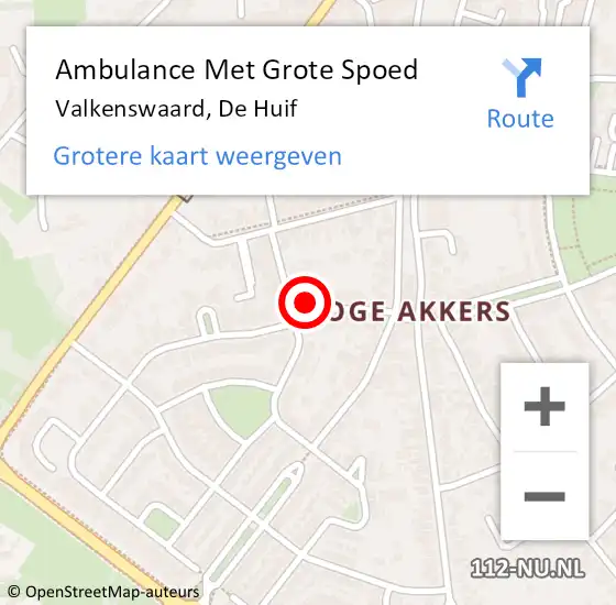 Locatie op kaart van de 112 melding: Ambulance Met Grote Spoed Naar Valkenswaard, De Huif op 8 september 2015 15:58