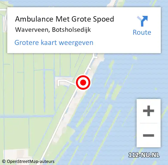 Locatie op kaart van de 112 melding: Ambulance Met Grote Spoed Naar Waverveen, Botsholsedijk op 8 september 2015 16:02