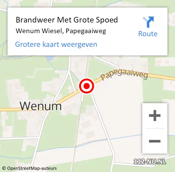 Locatie op kaart van de 112 melding: Brandweer Met Grote Spoed Naar Wenum Wiesel, Papegaaiweg op 8 september 2015 16:02