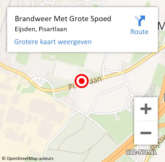 Locatie op kaart van de 112 melding: Brandweer Met Grote Spoed Naar Eijsden, Pisartlaan op 8 september 2015 16:28