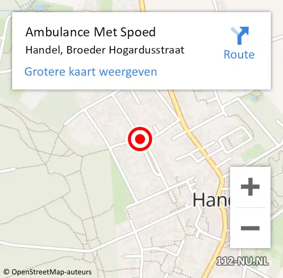 Locatie op kaart van de 112 melding: Ambulance Met Spoed Naar Handel, Broeder Hogardusstraat op 8 september 2015 16:38