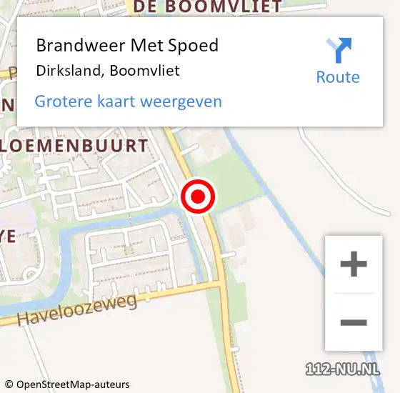 Locatie op kaart van de 112 melding: Brandweer Met Spoed Naar Dirksland, Boomvliet op 19 november 2013 21:51