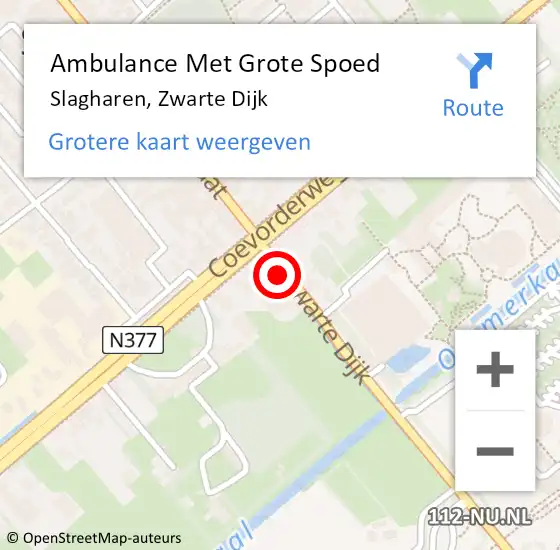 Locatie op kaart van de 112 melding: Ambulance Met Grote Spoed Naar Slagharen, Zwarte Dijk op 8 september 2015 17:49