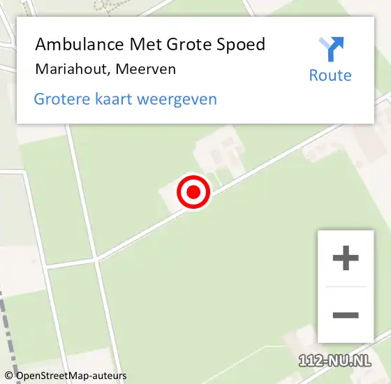 Locatie op kaart van de 112 melding: Ambulance Met Grote Spoed Naar Mariahout, Meerven op 8 september 2015 18:39