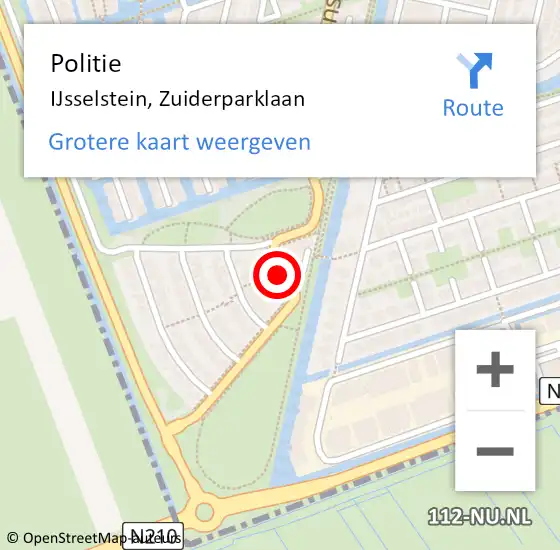 Locatie op kaart van de 112 melding: Politie IJsselstein, Zuiderparklaan op 8 september 2015 18:55