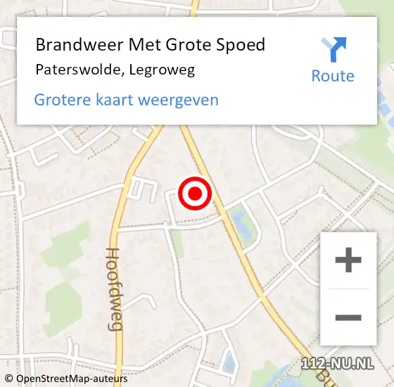 Locatie op kaart van de 112 melding: Brandweer Met Grote Spoed Naar Paterswolde, Legroweg op 8 september 2015 20:21