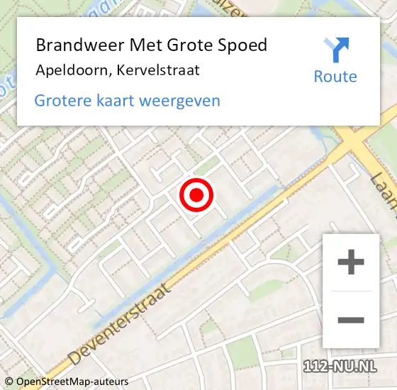 Locatie op kaart van de 112 melding: Brandweer Met Grote Spoed Naar Apeldoorn, Kervelstraat op 19 november 2013 22:38