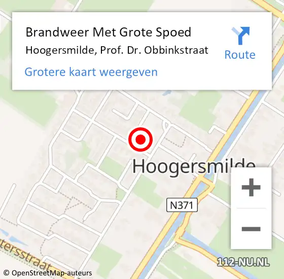 Locatie op kaart van de 112 melding: Brandweer Met Grote Spoed Naar Hoogersmilde, Prof. Dr. Obbinkstraat op 8 september 2015 22:20